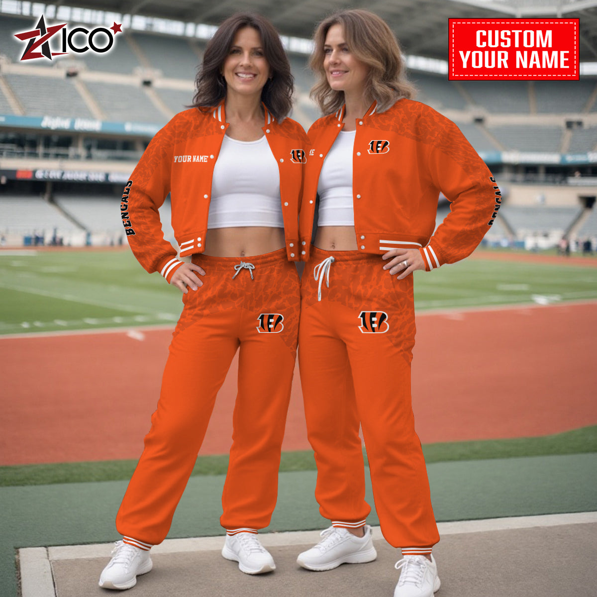 Cincinnati Bengals Combo Crop Varsity Jacket And Sweatspants Limited Edition AZTNVJSP000019