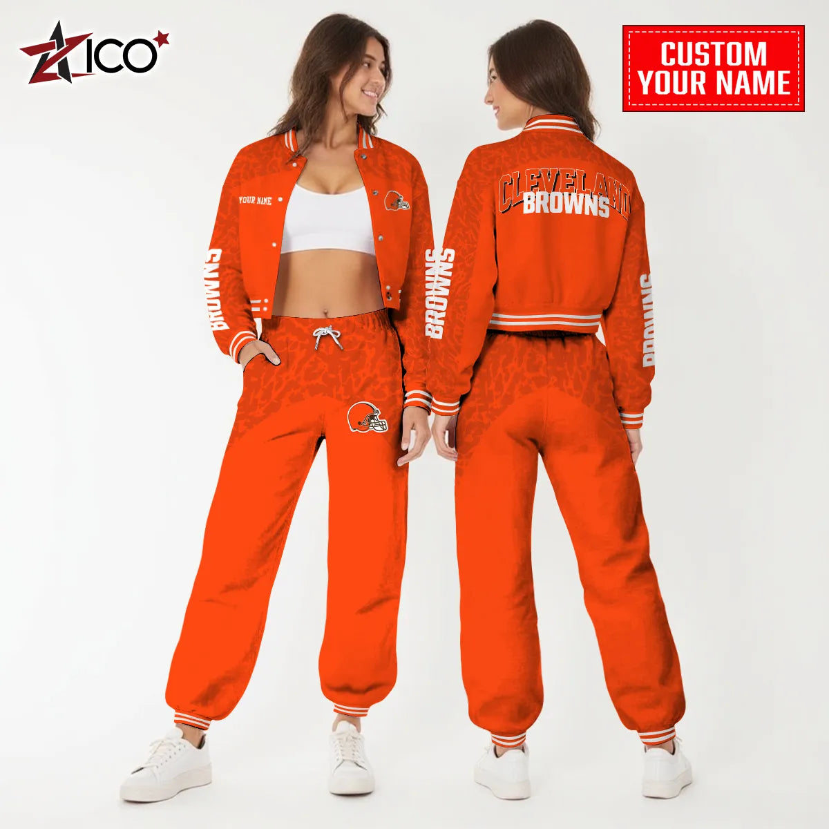 Cleveland Browns Combo Crop Varsity Jacket And Sweatspants Limited Edition AZTNVJSP000020