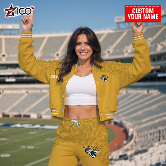 Jacksonville Jaguars Combo Crop Varsity Jacket And Sweatspants Limited Edition AZTNVJSP000024