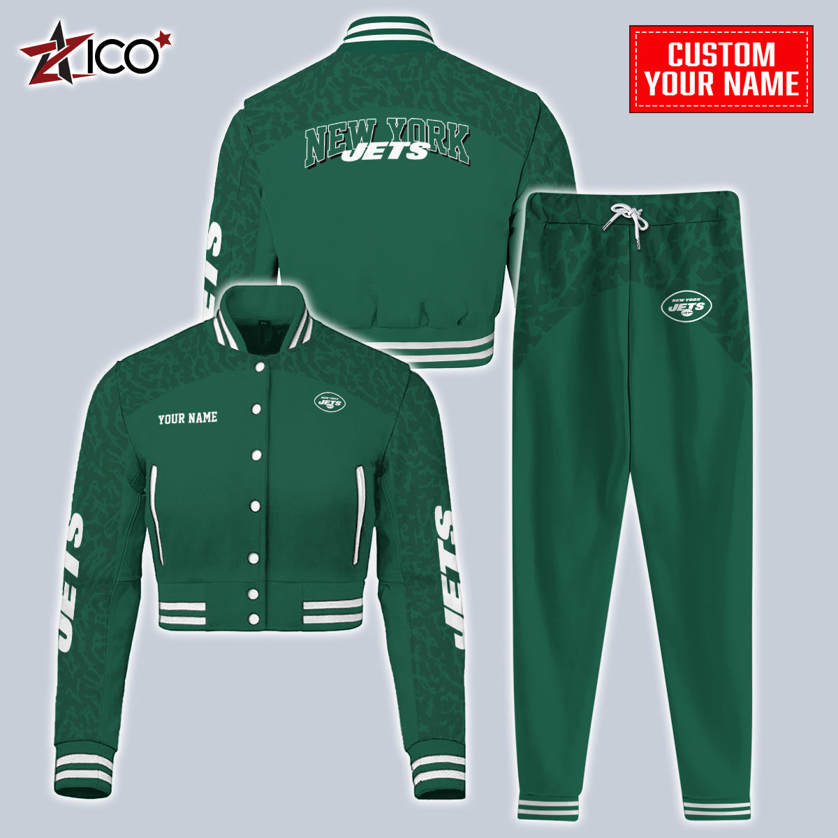 New York Jets Combo Crop Varsity Jacket And Sweatspants Limited Edition AZTNVJSP000030