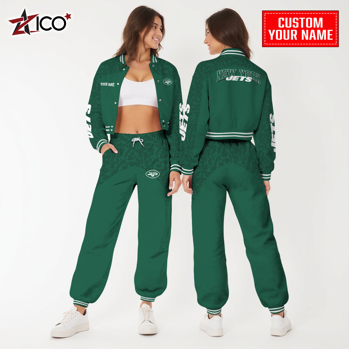 New York Jets Combo Crop Varsity Jacket And Sweatspants Limited Edition AZTNVJSP000030