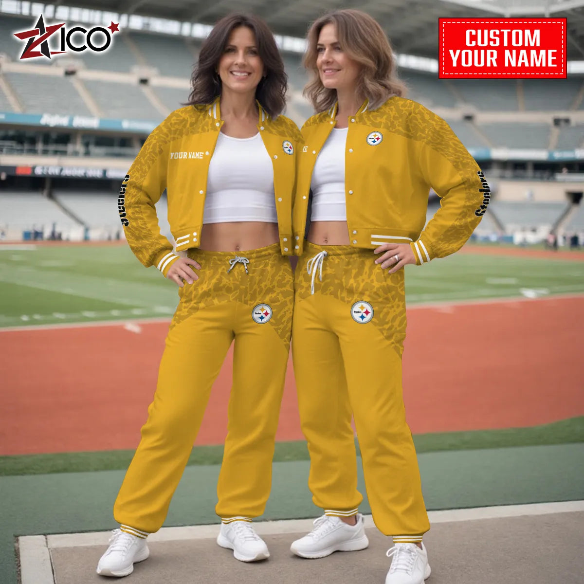 Pittsburgh Steelers Combo Crop Varsity Jacket And Sweatspants Limited Edition AZTNVJSP000031