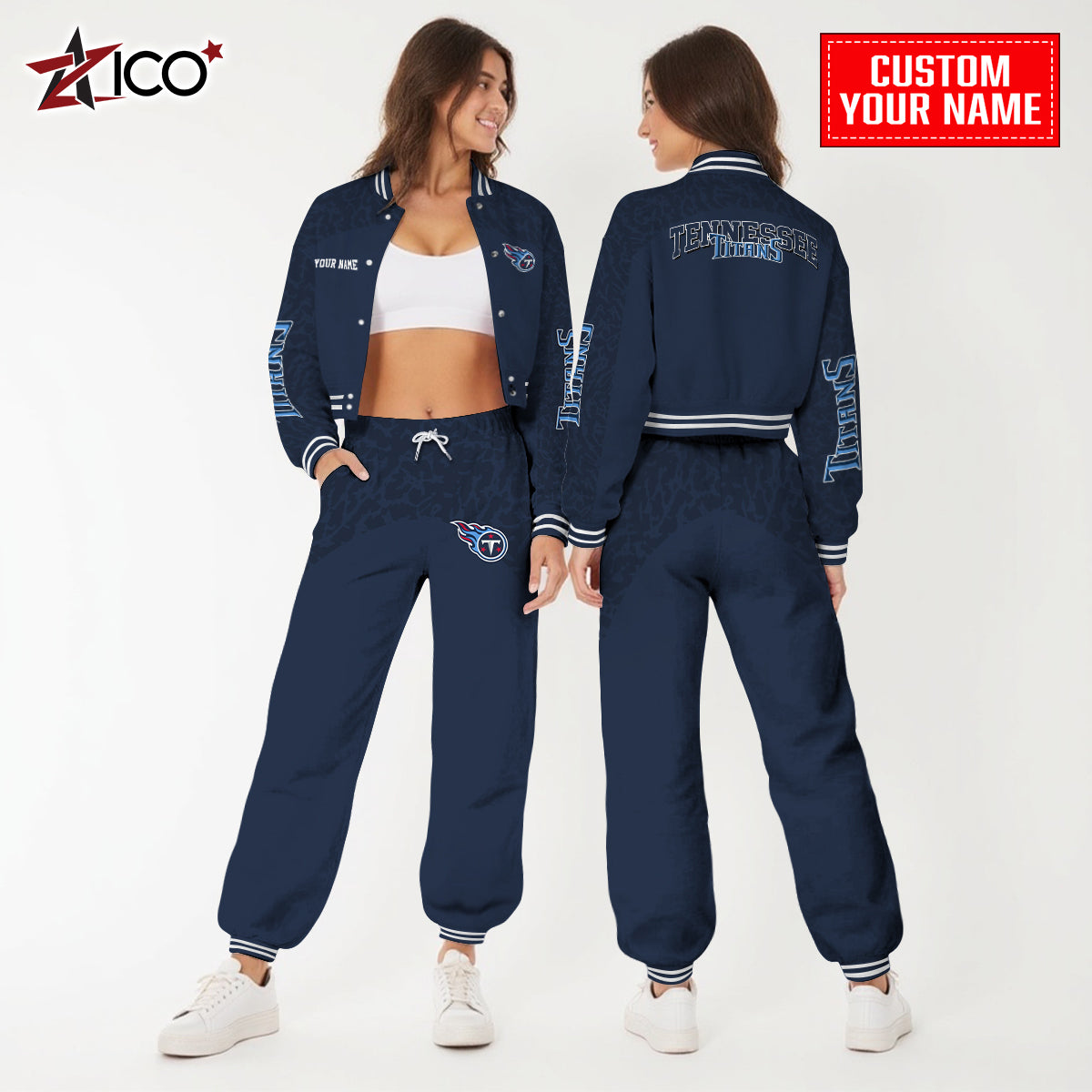 Tennessee Titans Combo Crop Varsity Jacket And Sweatspants Limited Edition AZTNVJSP000032