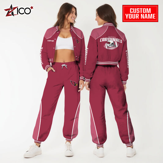 Arizona Cardinals Combo Crop Varsity Jacket And Sweatspants Limited Edition AZTNVJSP000033