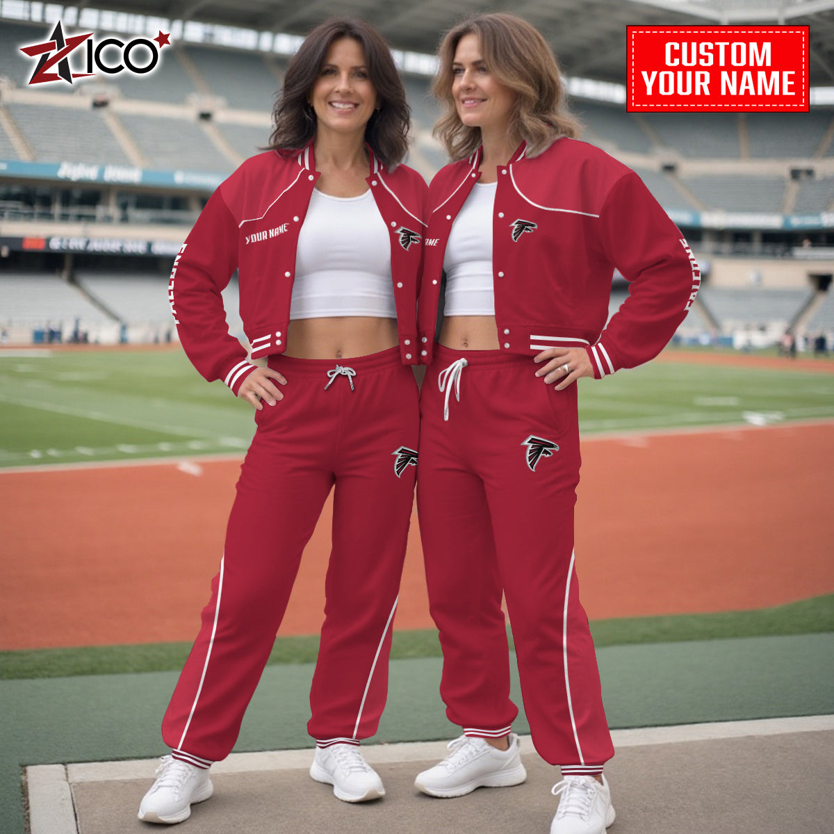 Atlanta Falcons Combo Crop Varsity Jacket And Sweatspants Limited Edition AZTNVJSP000034