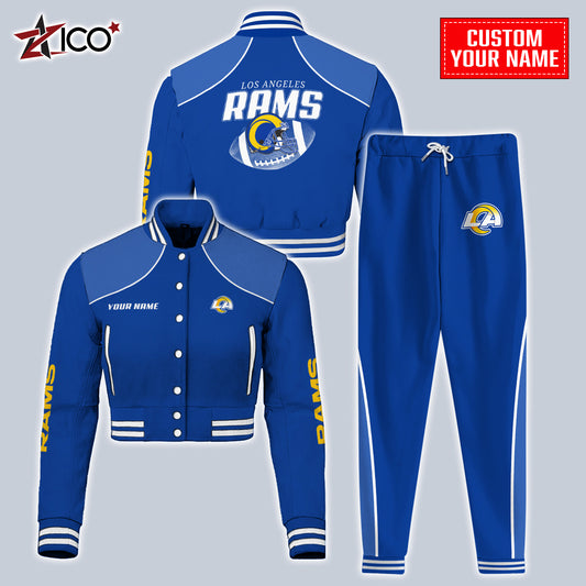 Los Angeles Rams Combo Crop Varsity Jacket And Sweatspants Limited Edition AZTNVJSP000040