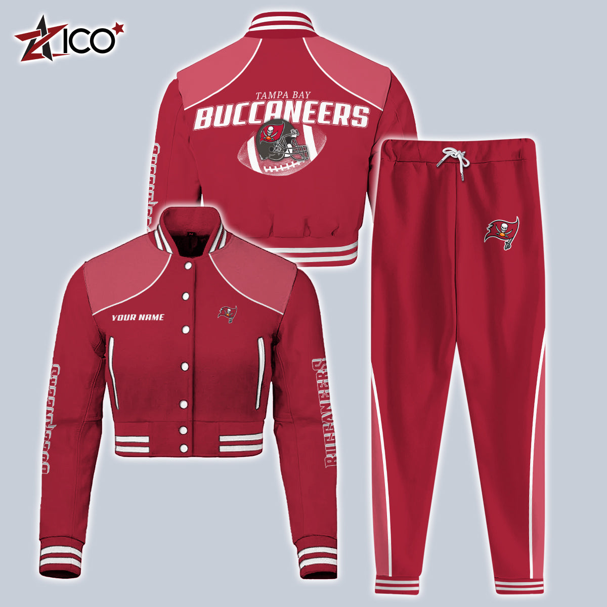 Tampa Bay Buccaneers Combo Crop Varsity Jacket And Sweatspants Limited Edition AZTNVJSP000047