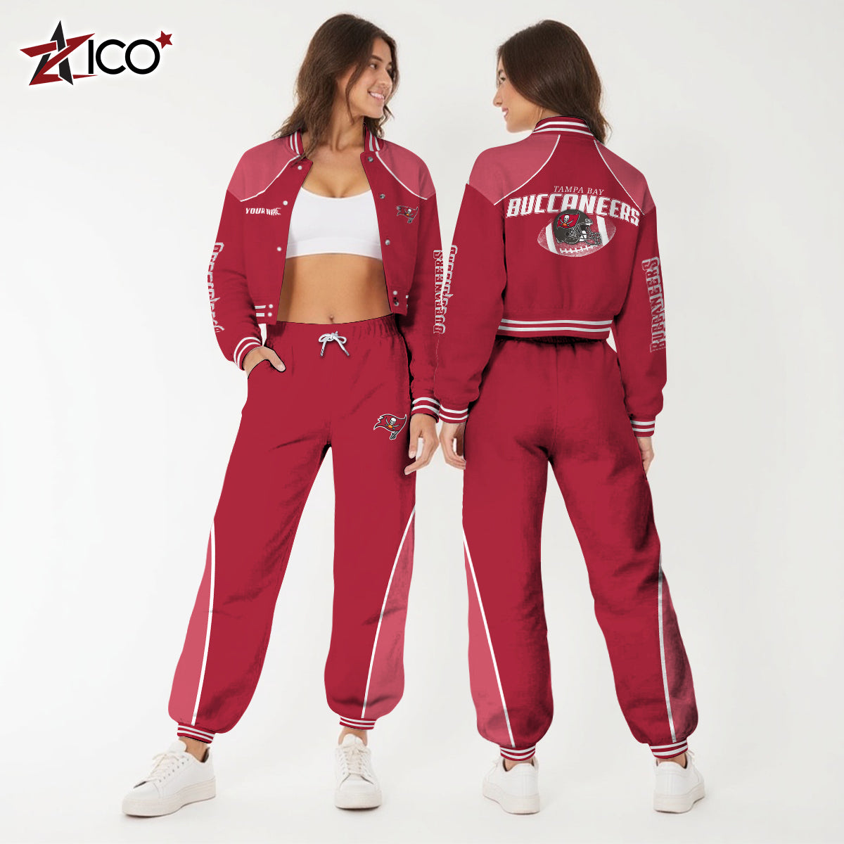 Tampa Bay Buccaneers Combo Crop Varsity Jacket And Sweatspants Limited Edition AZTNVJSP000047