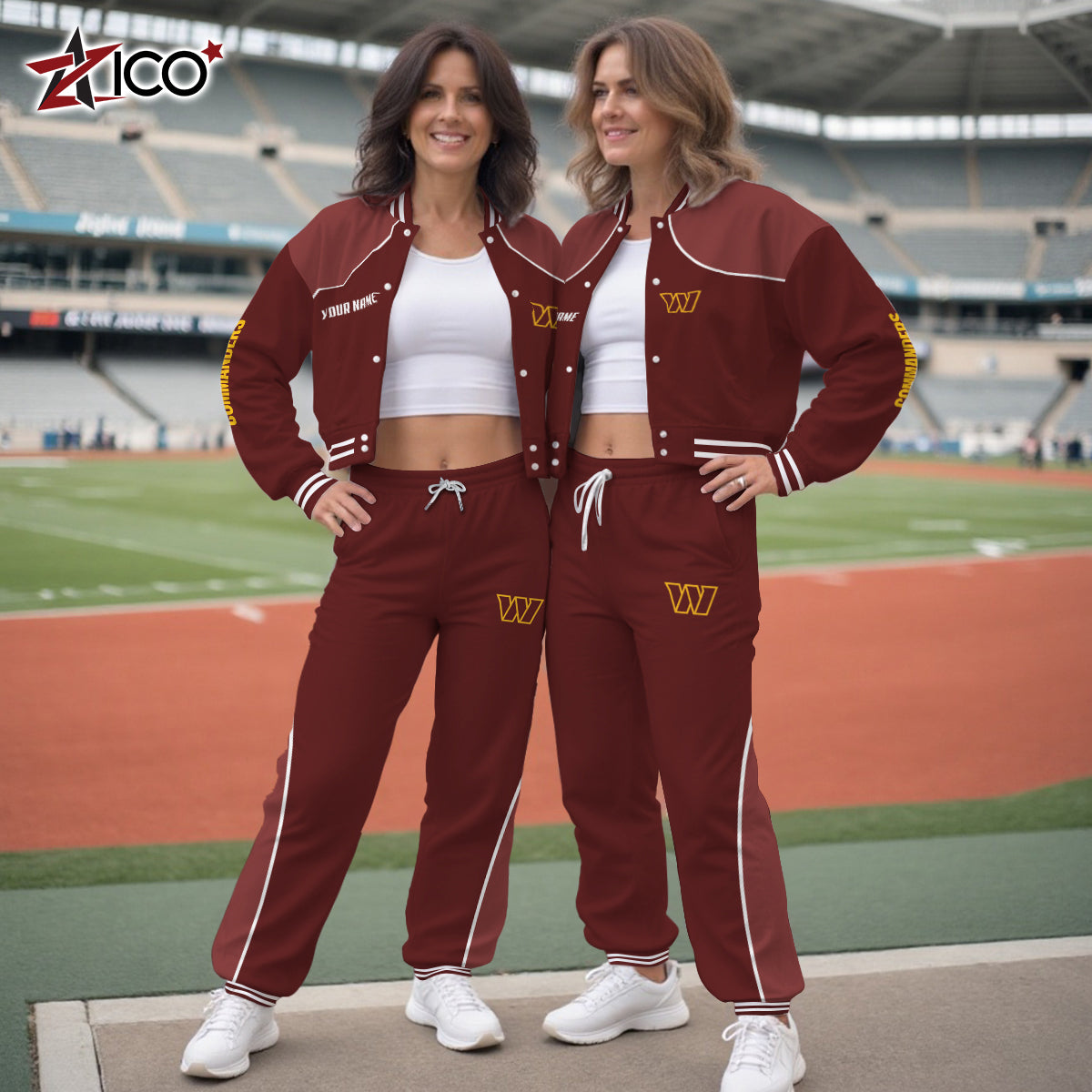 Washington Commanders Combo Crop Varsity Jacket And Sweatspants Limited Edition AZTNVJSP000048