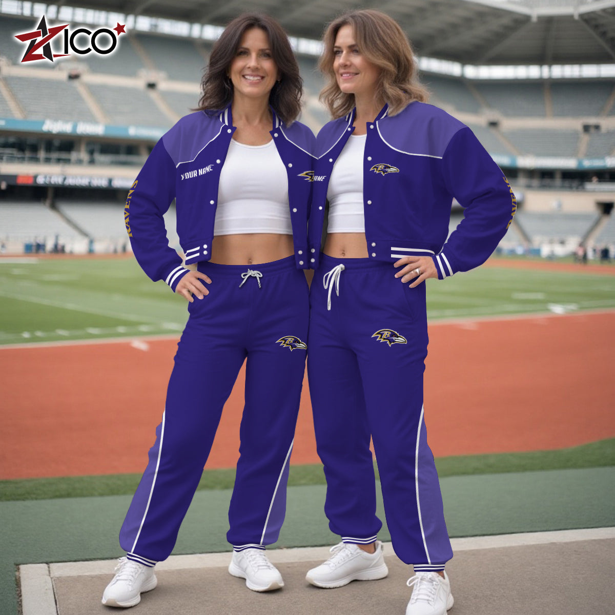 Baltimore Ravens Combo Crop Varsity Jacket And Sweatspants Limited Edition AZTNVJSP000049