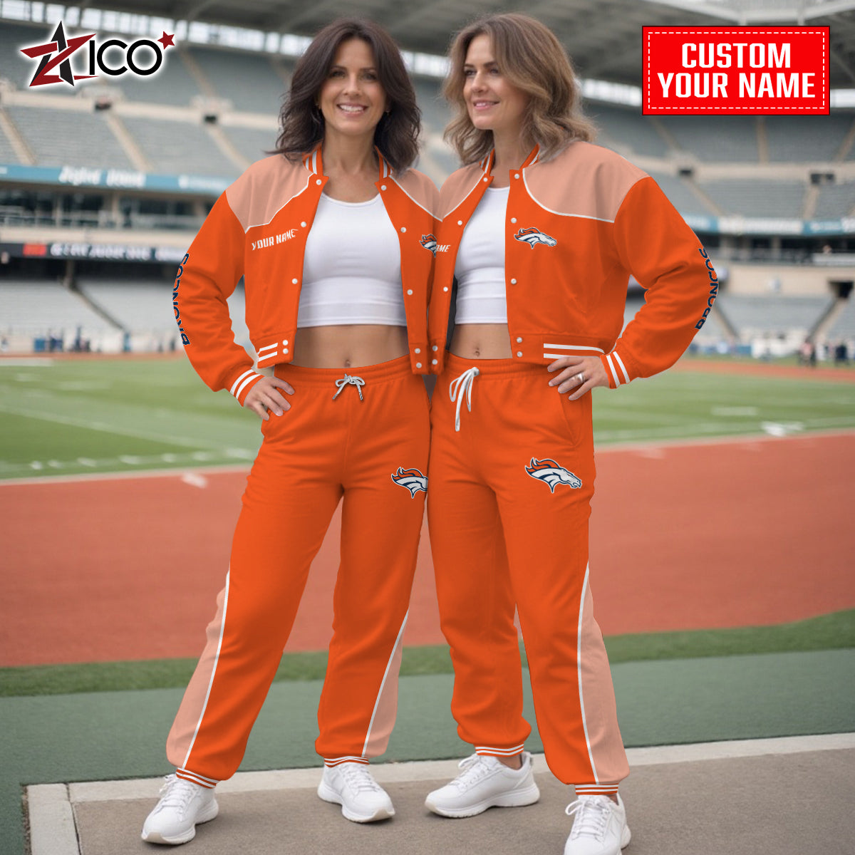 Denver Broncos Combo Crop Varsity Jacket And Sweatspants Limited Edition AZTNVJSP000053