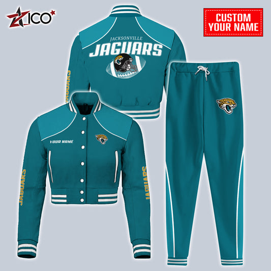 Jacksonville Jaguars Combo Crop Varsity Jacket And Sweatspants Limited Edition AZTNVJSP000056