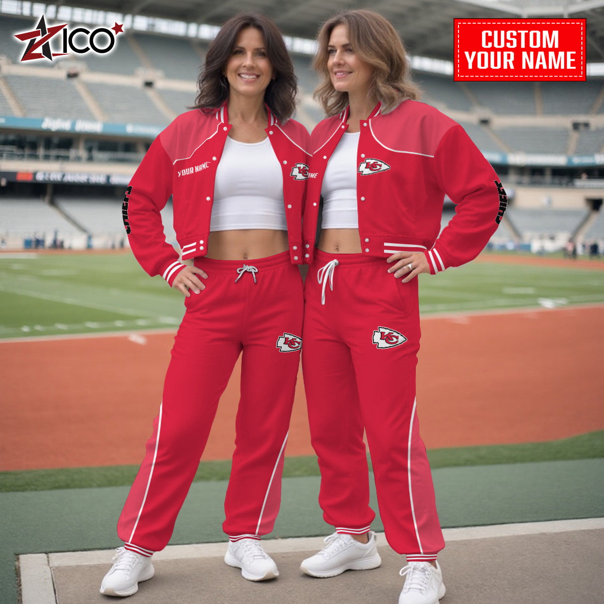Kansas City Chiefs Combo Crop Varsity Jacket And Sweatspants Limited Edition AZTNVJSP000057