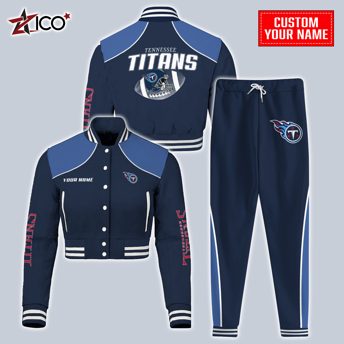 Tennessee Titans Combo Crop Varsity Jacket And Sweatspants Limited Edition AZTNVJSP000064