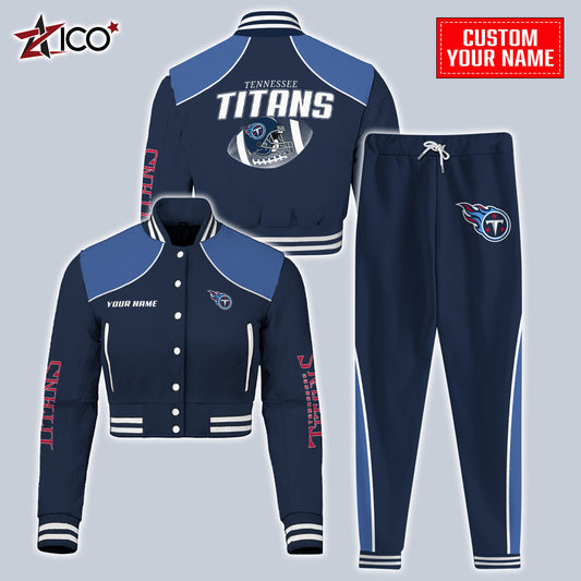 Tennessee Titans Combo Crop Varsity Jacket And Sweatspants Limited Edition AZTNVJSP000064
