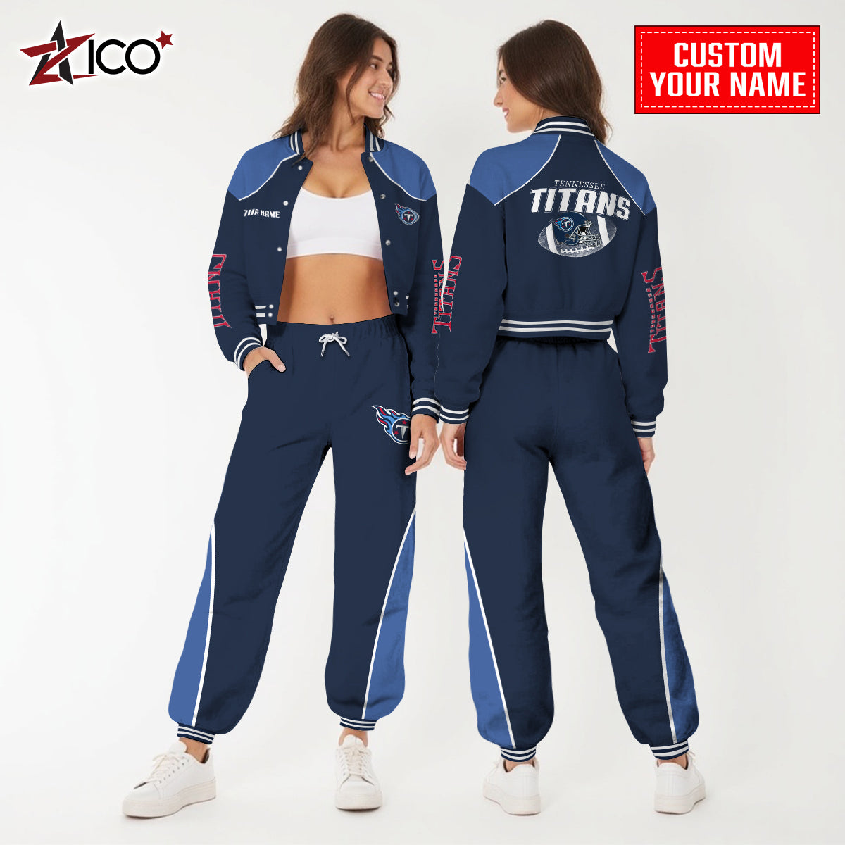 Tennessee Titans Combo Crop Varsity Jacket And Sweatspants Limited Edition AZTNVJSP000064
