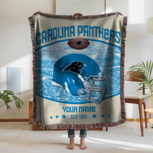 Carolina Panthers Premium New Woven Throw Blanket AZTNWVB000035