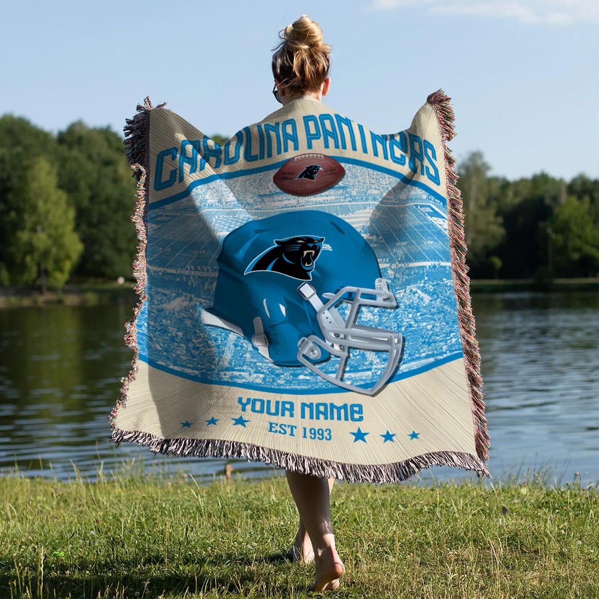 Carolina Panthers Premium New Woven Throw Blanket AZTNWVB000035