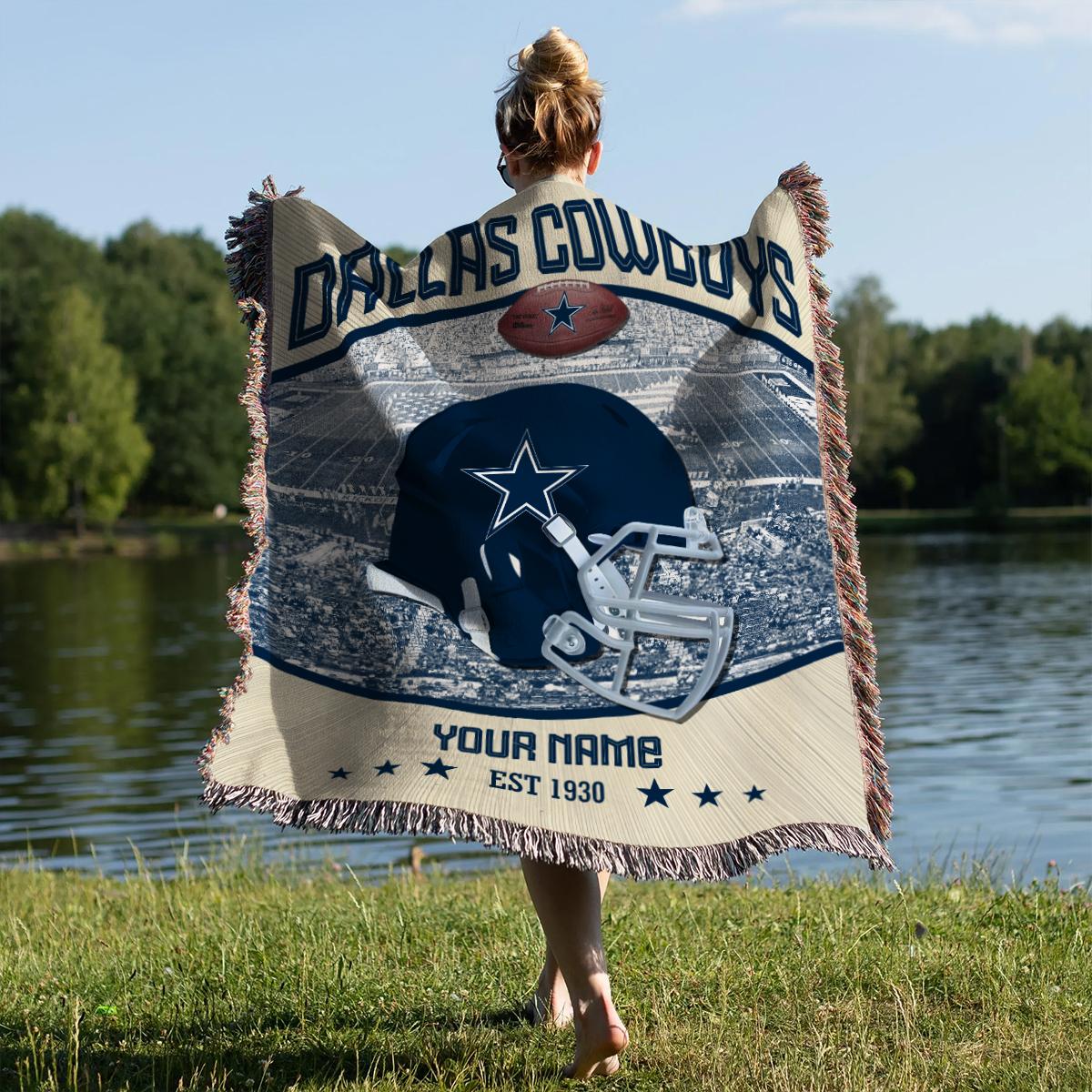 Dallas Cowboys Premium New Woven Throw Blanket AZTNWVB000037