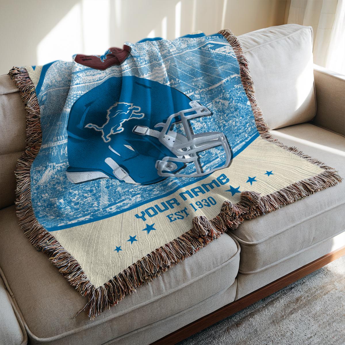 Detroit Lions Premium New Woven Throw Blanket AZTNWVB000038