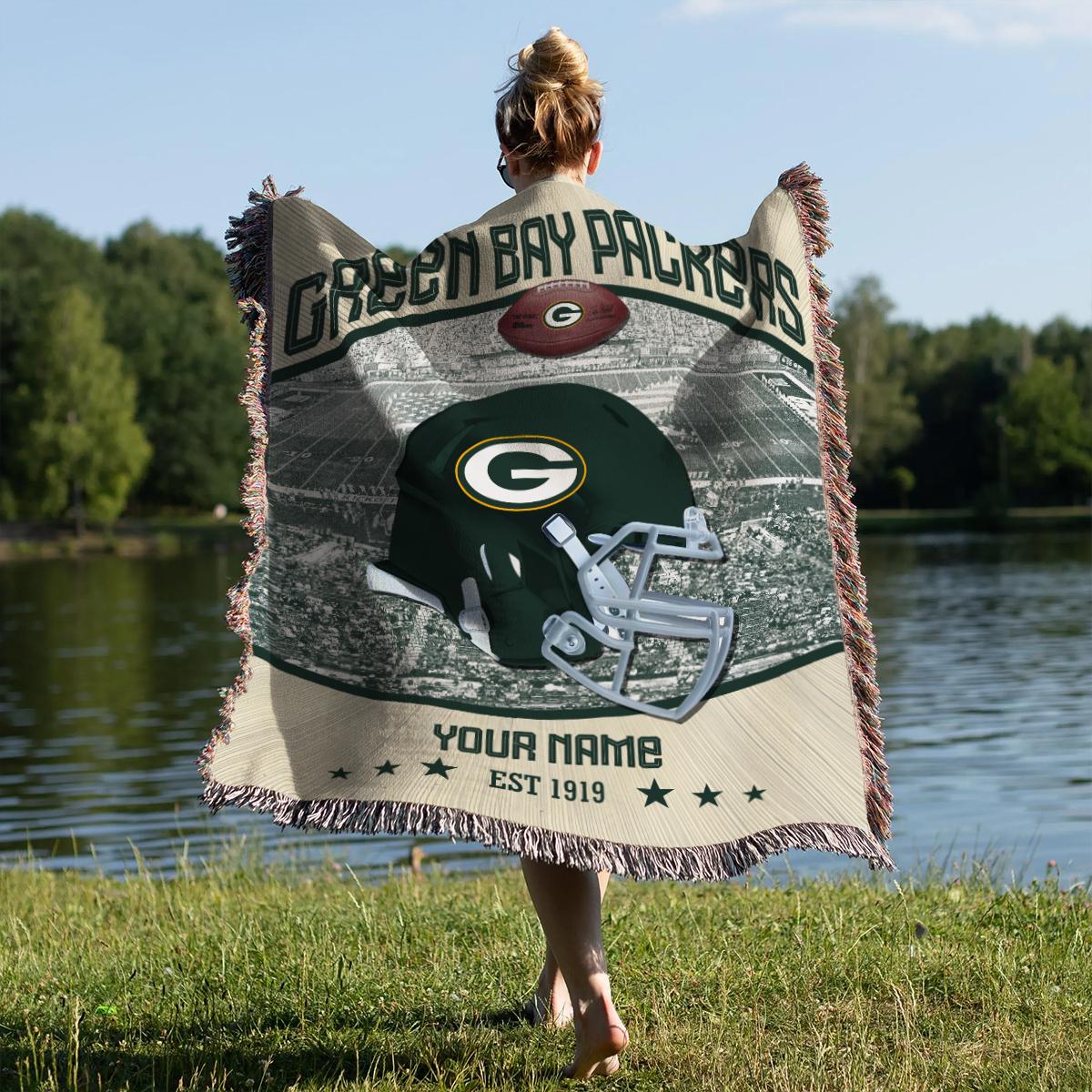 Green Bay Packers Premium New Woven Throw Blanket AZTNWVB000039