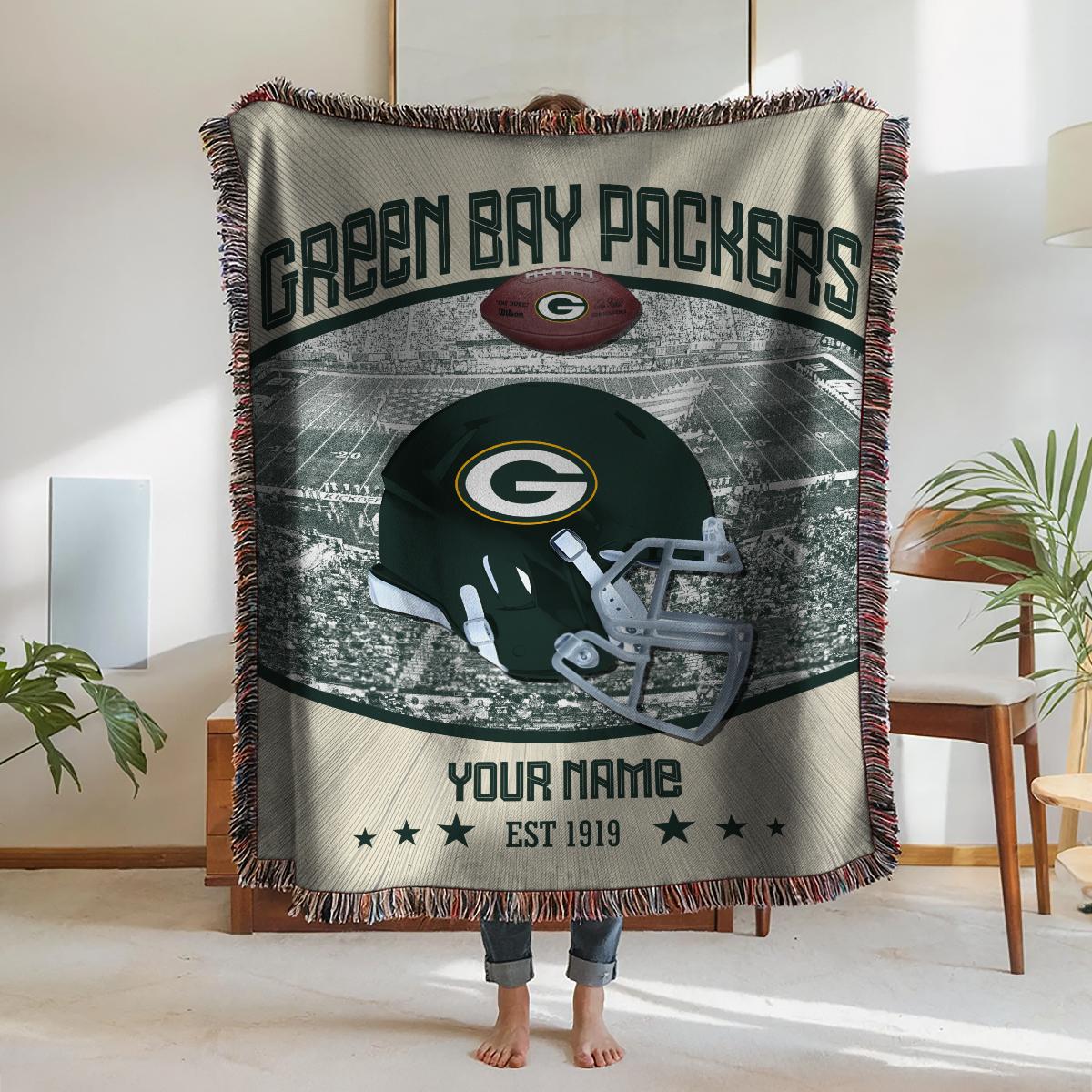 Green Bay Packers Premium New Woven Throw Blanket AZTNWVB000039