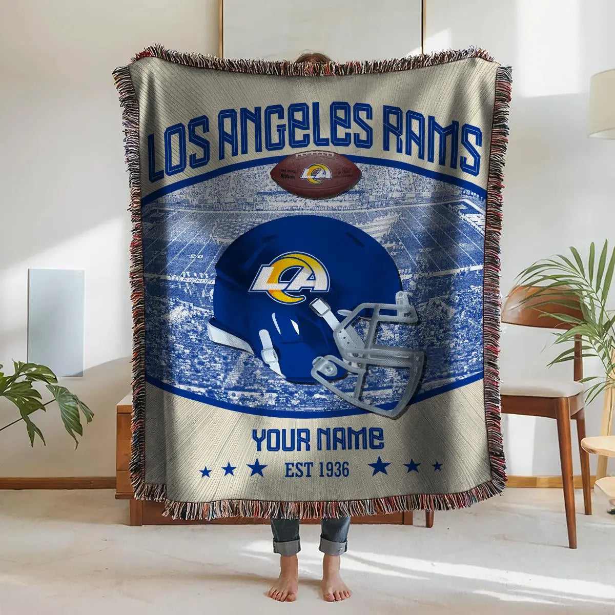 Los Angeles Rams Premium New Woven Throw Blanket AZTNWVB000040