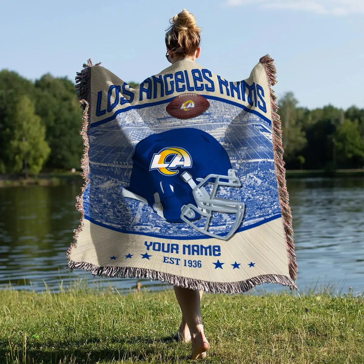 Los Angeles Rams Premium New Woven Throw Blanket AZTNWVB000040