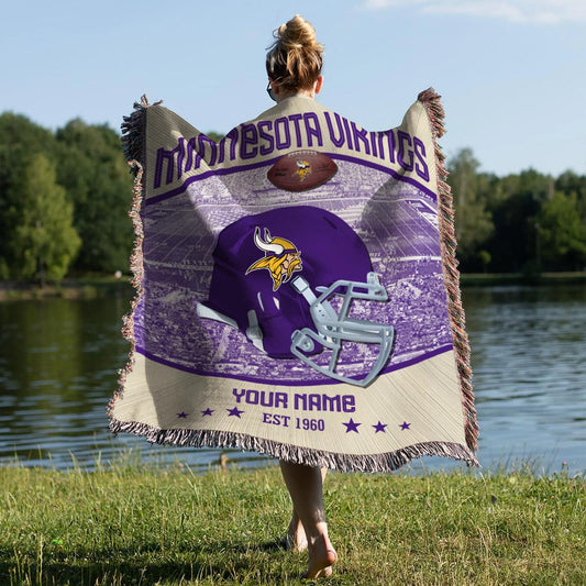 Minnesota Vikings Premium New Woven Throw Blanket AZTNWVB000041