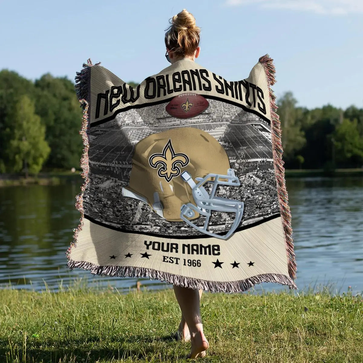 New Orleans Saints Premium New Woven Throw Blanket AZTNWVB000042