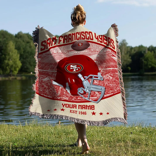 San Francisco 49ers Premium New Woven Throw Blanket AZTNWVB000045