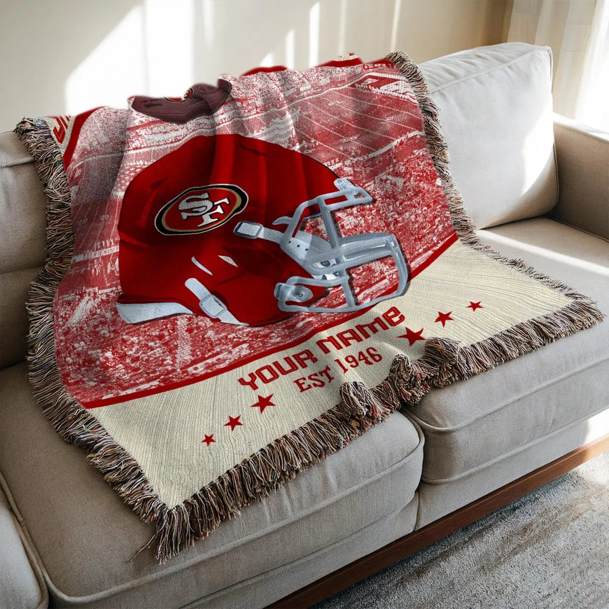 San Francisco 49ers Premium New Woven Throw Blanket AZTNWVB000045