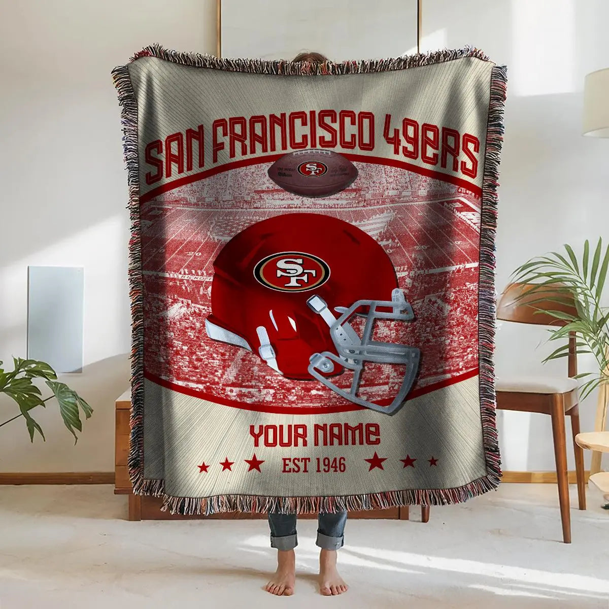 San Francisco 49ers Premium New Woven Throw Blanket AZTNWVB000045