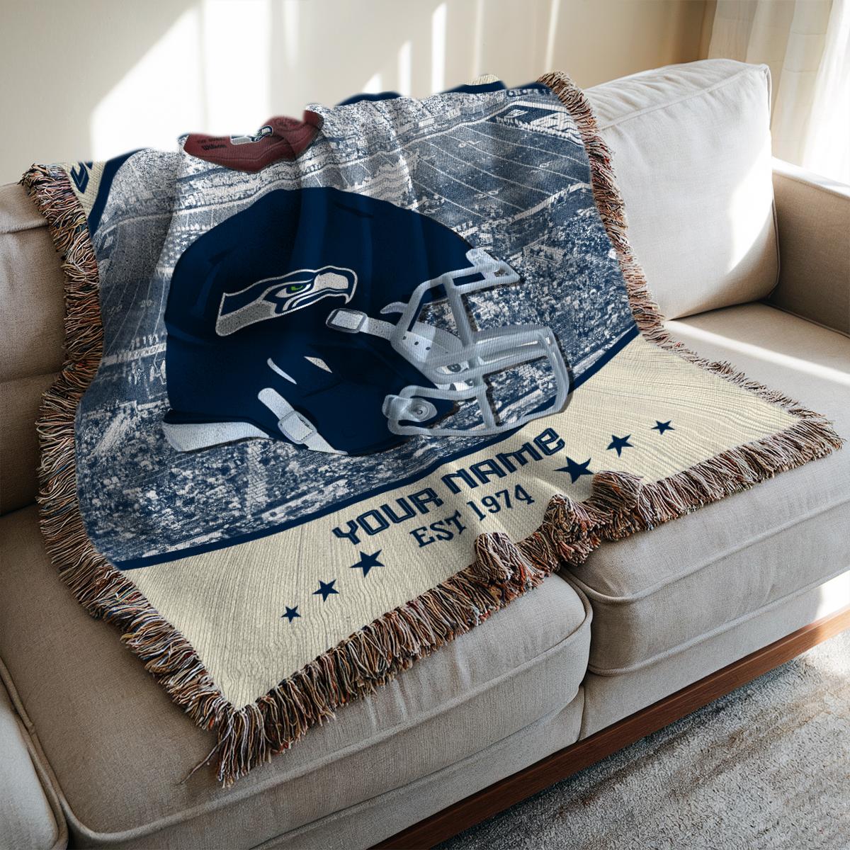 Seattle Seahawks Premium New Woven Throw Blanket AZTNWVB000046