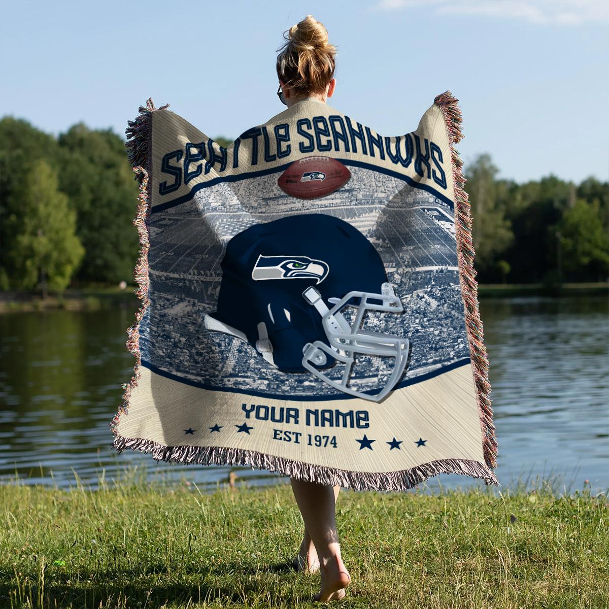 Seattle Seahawks Premium New Woven Throw Blanket AZTNWVB000046