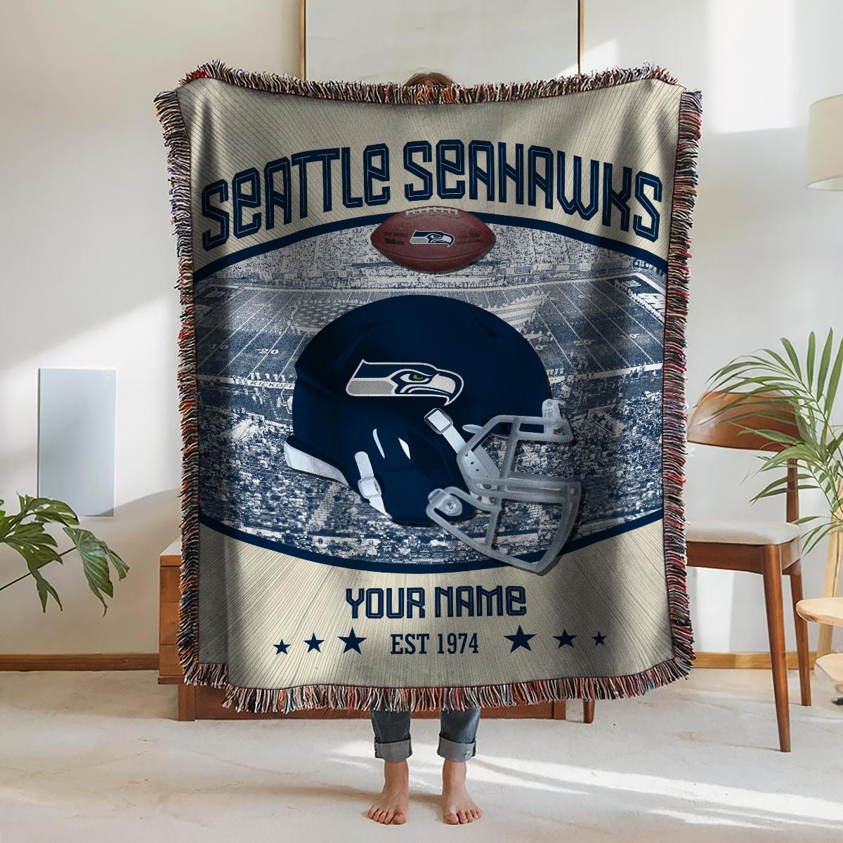 Seattle Seahawks Premium New Woven Throw Blanket AZTNWVB000046