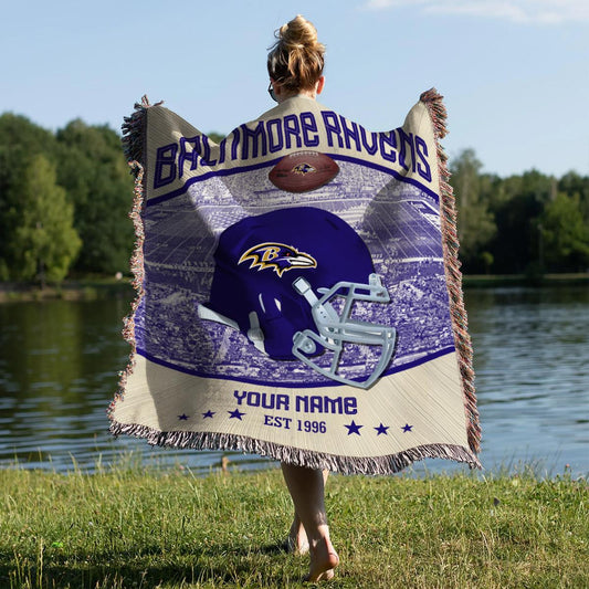 Baltimore Ravens Premium New Woven Throw Blanket AZTNWVB000049