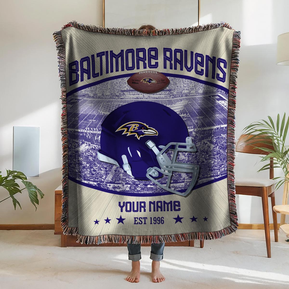 Baltimore Ravens Premium New Woven Throw Blanket AZTNWVB000049