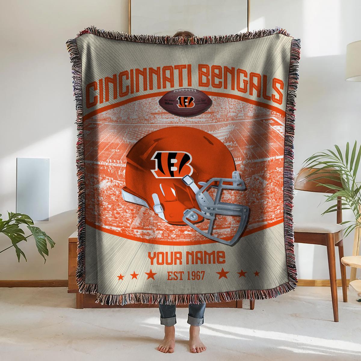 Cincinnati Bengals Premium New Woven Throw Blanket AZTNWVB000051