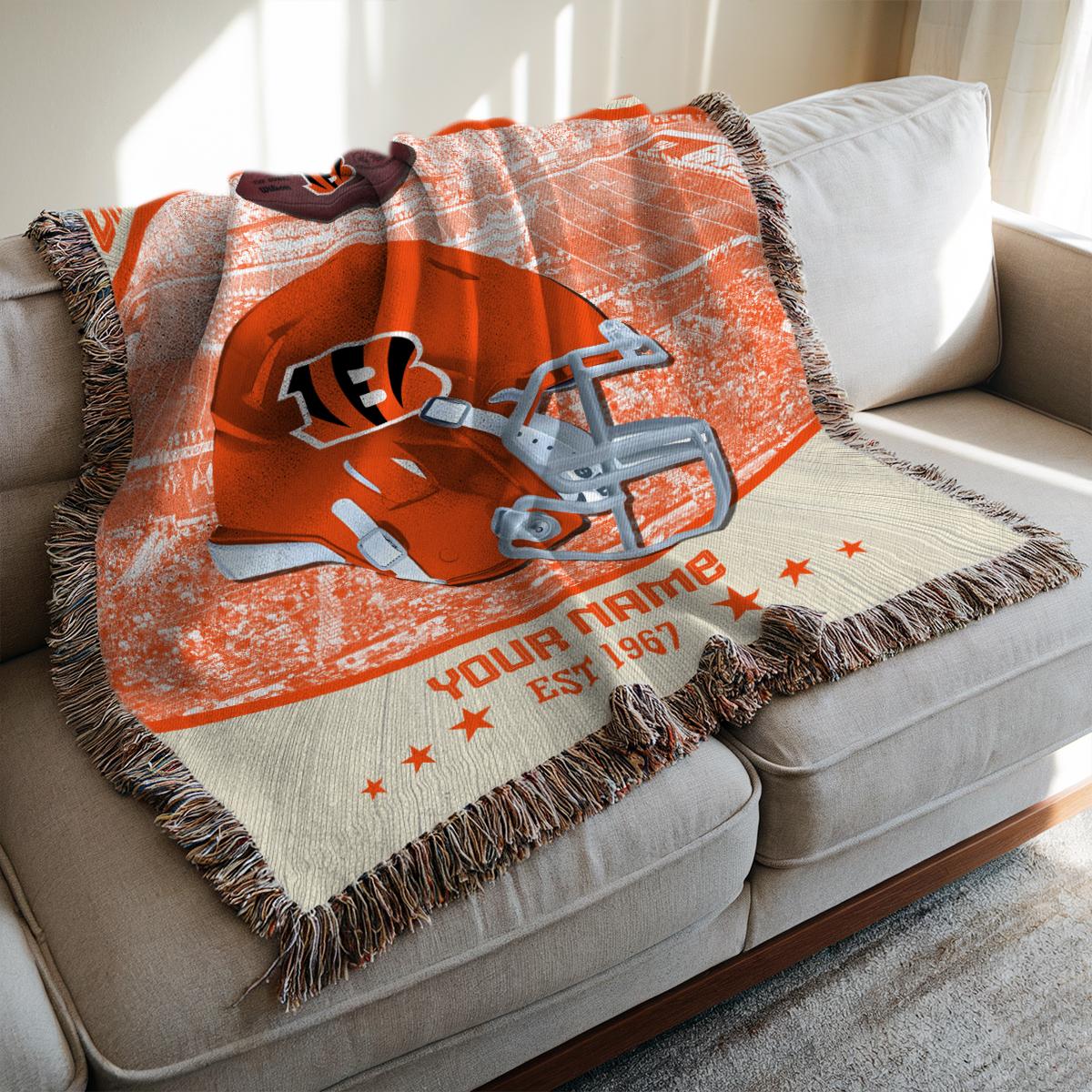 Cincinnati Bengals Premium New Woven Throw Blanket AZTNWVB000051