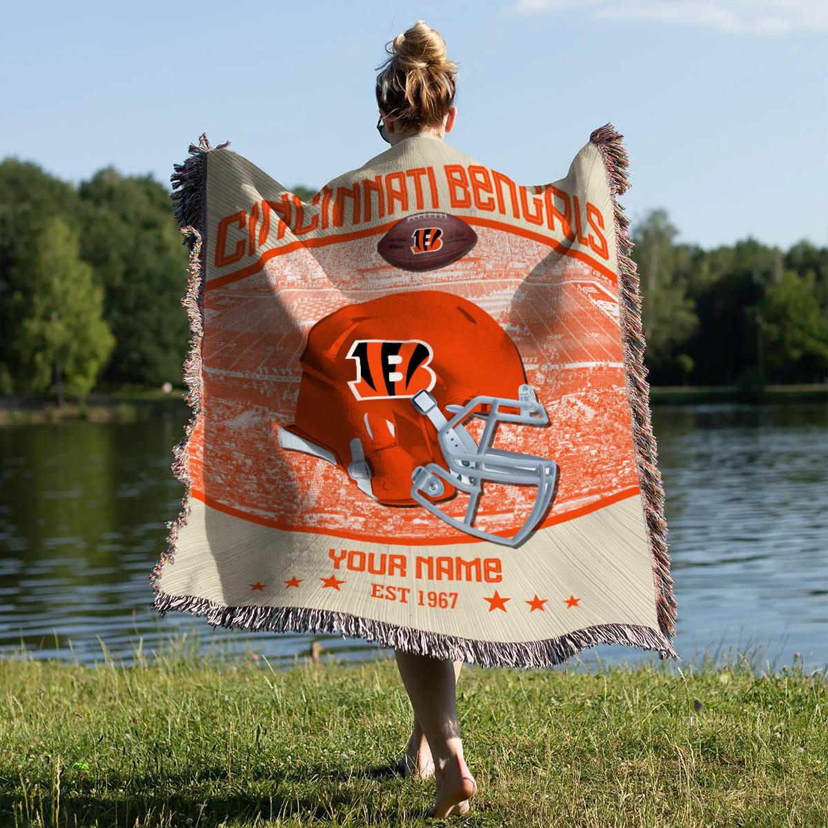 Cincinnati Bengals Premium New Woven Throw Blanket AZTNWVB000051