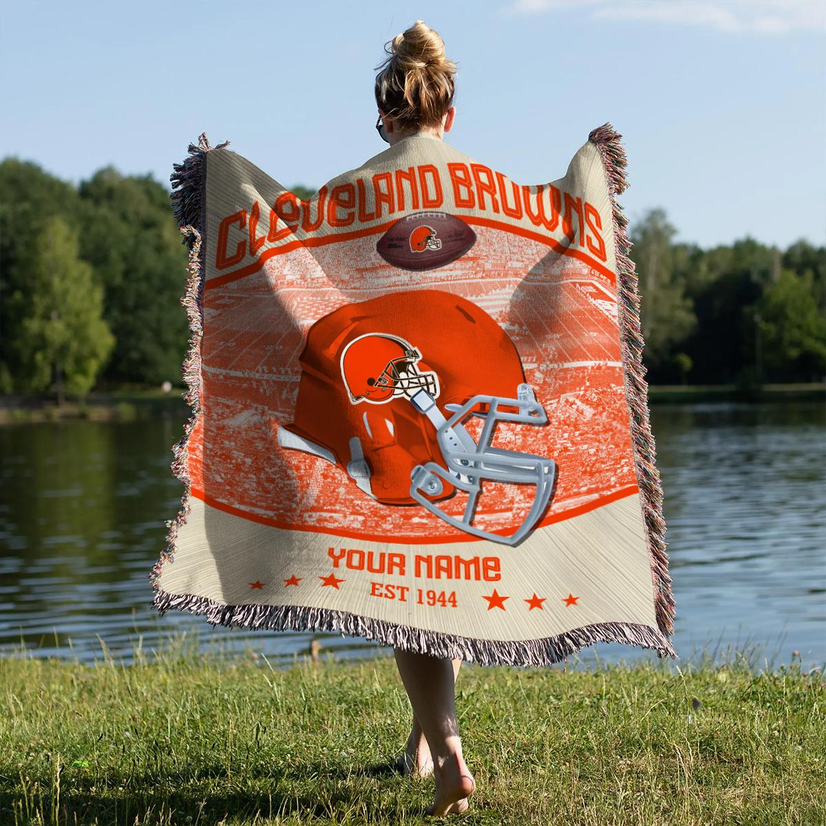 Cleveland Browns Premium New Woven Throw Blanket AZTNWVB000052