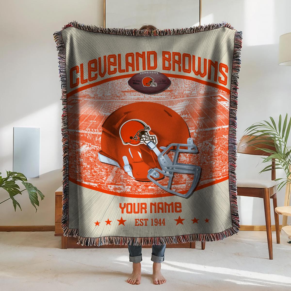 Cleveland Browns Premium New Woven Throw Blanket AZTNWVB000052