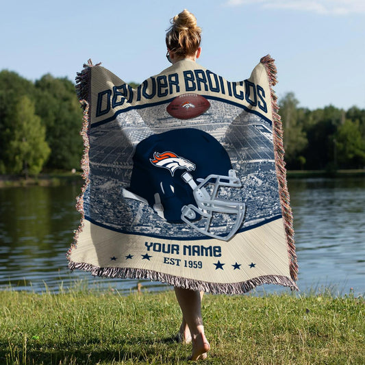 Denver Broncos Premium New Woven Throw Blanket AZTNWVB000053