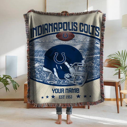 Indianapolis Colts Premium New Woven Throw Blanket AZTNWVB000055