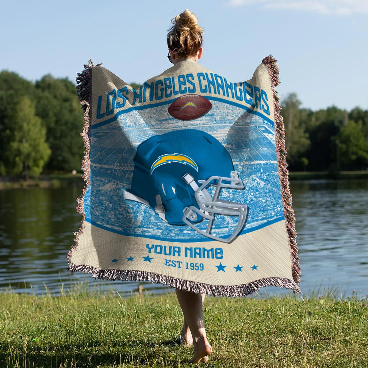 Los Angeles Chargers Premium New Woven Throw Blanket AZTNWVB000059