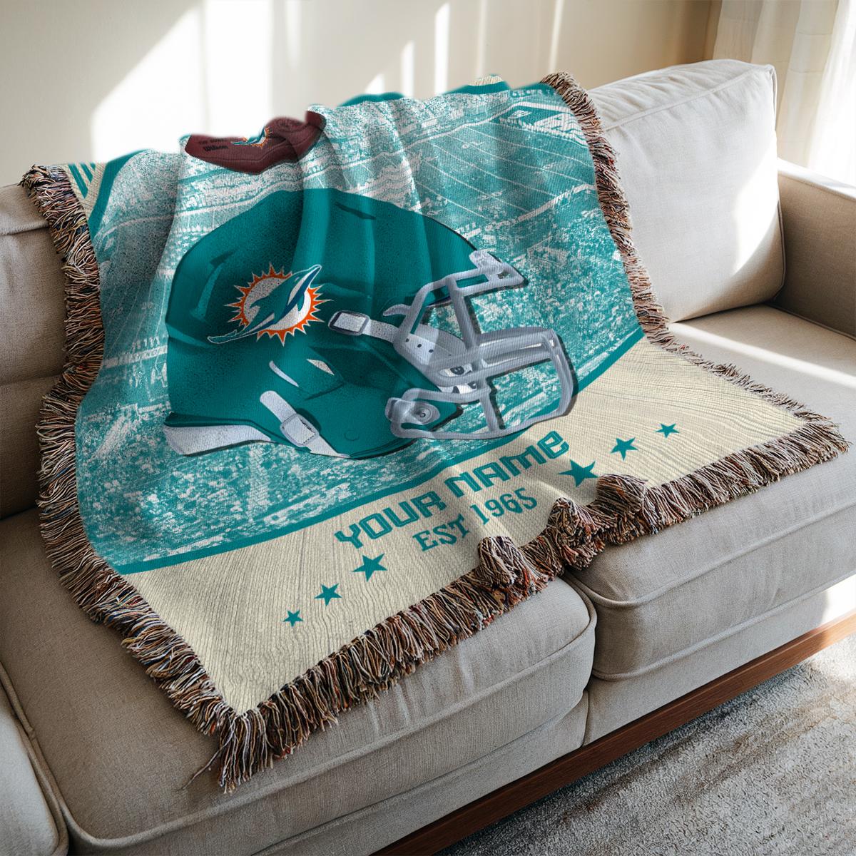 Miami Dolphins Premium New Woven Throw Blanket AZTNWVB000060