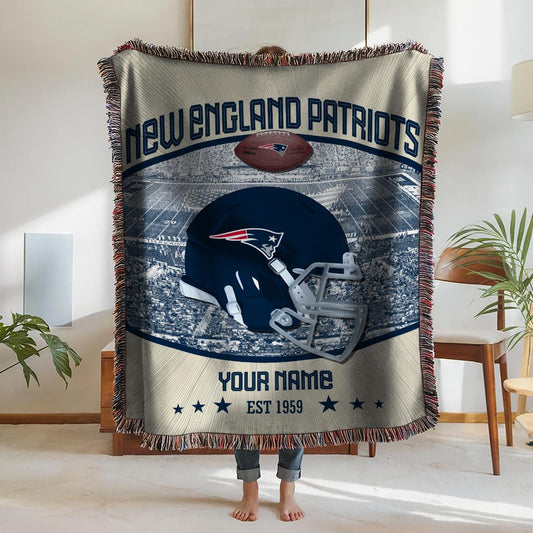 New England Patriots Premium New Woven Throw Blanket AZTNWVB000061