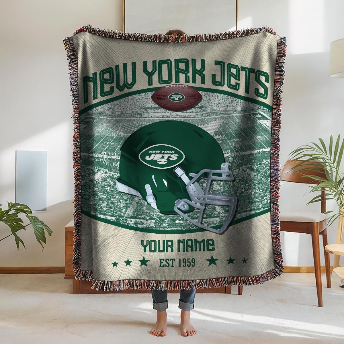 New York Jets Premium New Woven Throw Blanket AZTNWVB000062