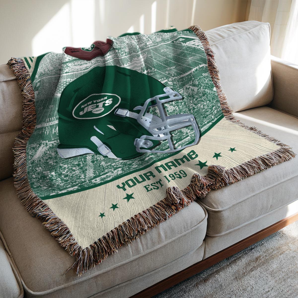 New York Jets Premium New Woven Throw Blanket AZTNWVB000062